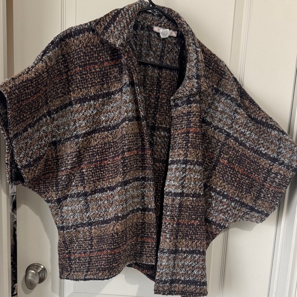 BCBGeneration Jackets & Blazers - BCBGeneration Plaid Cape Jacket in Black and Brown